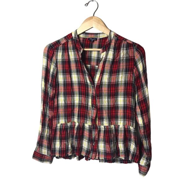 SPLENDID Women's Long Edgware Plaid Shirt Button Front Size Small‎ MSRP $128 - Picture 1 of 9